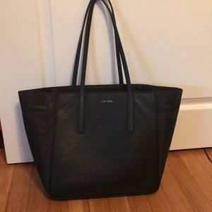 Calvin Klein black leather tote bag